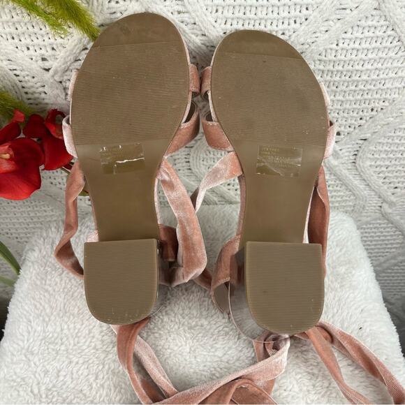 KENNETH COLE REACTION Pink Velvet Strappy Metallic Silver Block Heel Sandal sz 7 - Picture 10 of 12